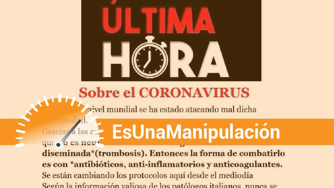 Es una manipulación la publicación que afirma que el coronavirus provoca trombosis en vez de neumonía